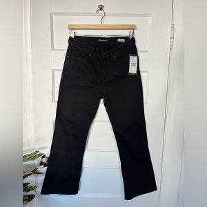 Black mid rise crop flare jeans